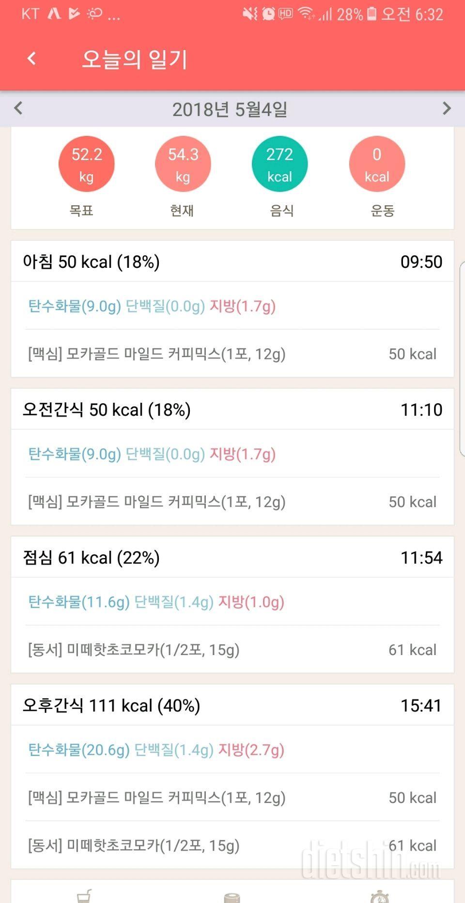 (금 54.3 -> 토 53.1) 커피만 마신 날