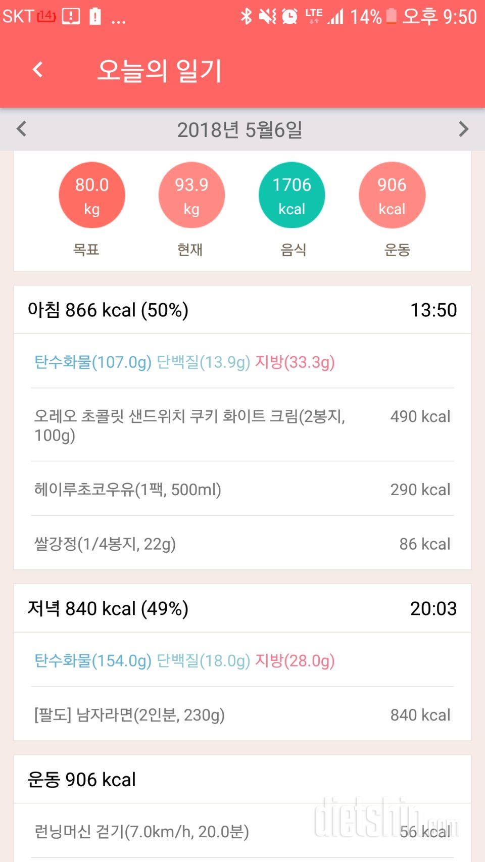 5월 6일 식단 및 운동인증