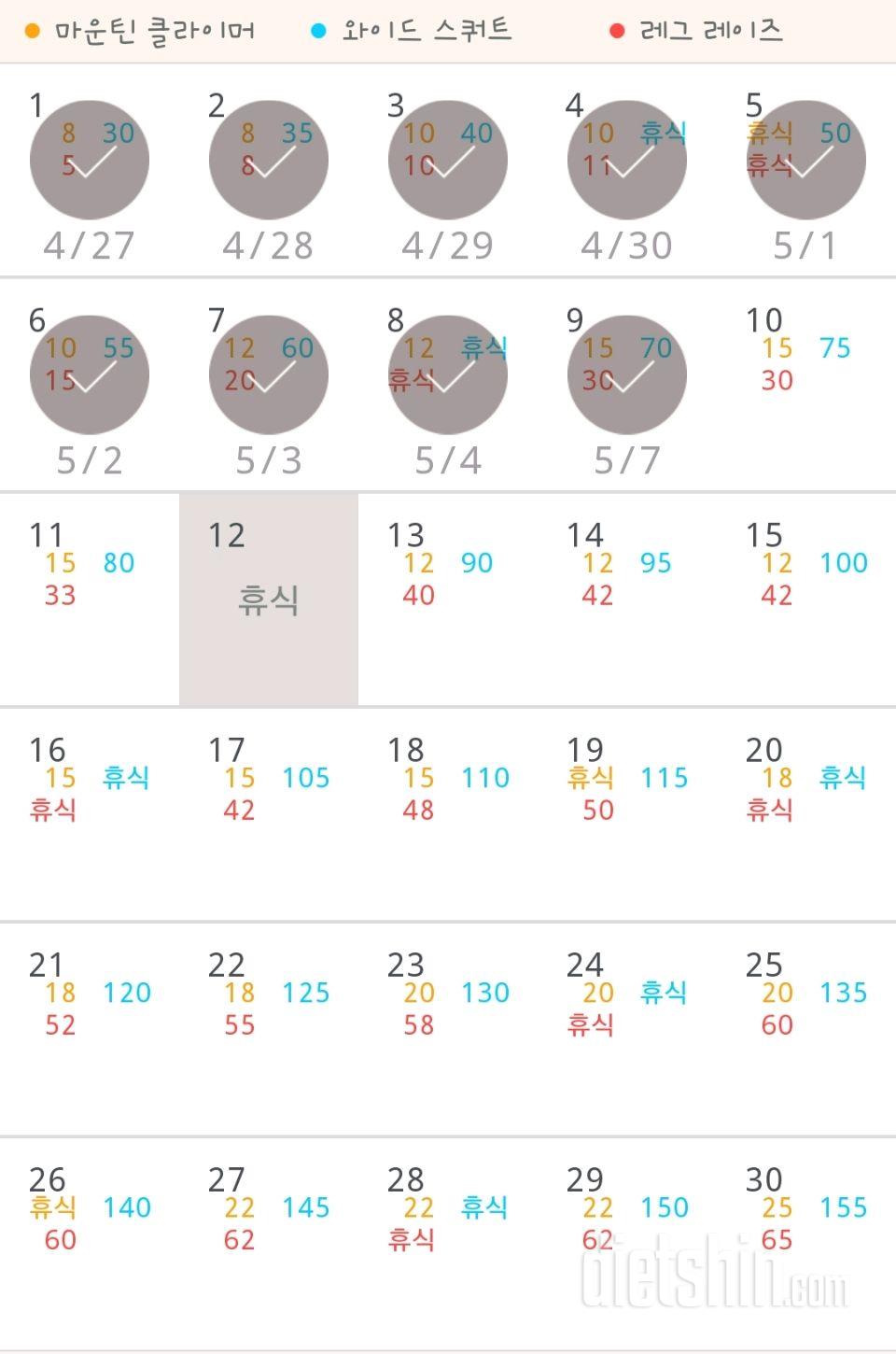 30일 체지방 줄이기 9일차 성공!