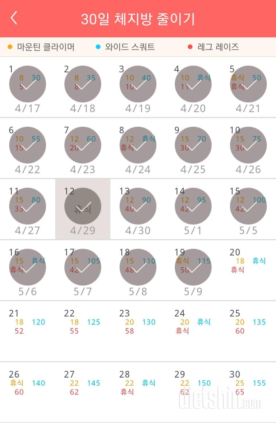 30일 체지방 줄이기 19일차 성공!