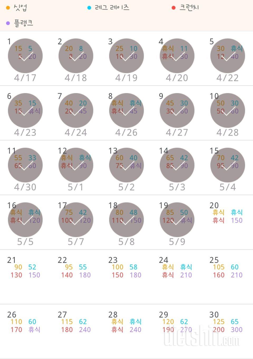 30일 복근 만들기 19일차 성공!