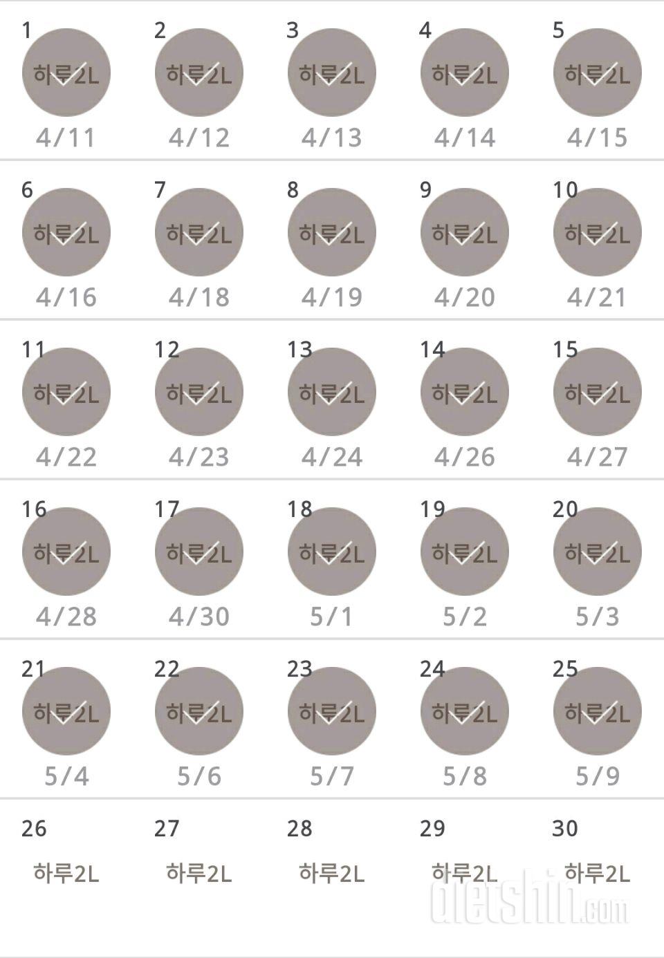 30일 하루 2L 물마시기 145일차 성공!