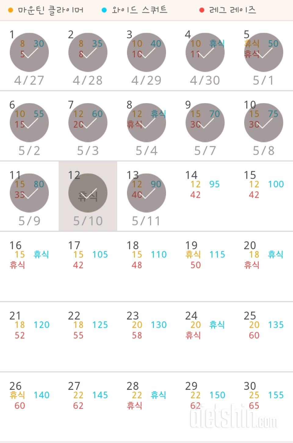 30일 체지방 줄이기 13일차 성공!