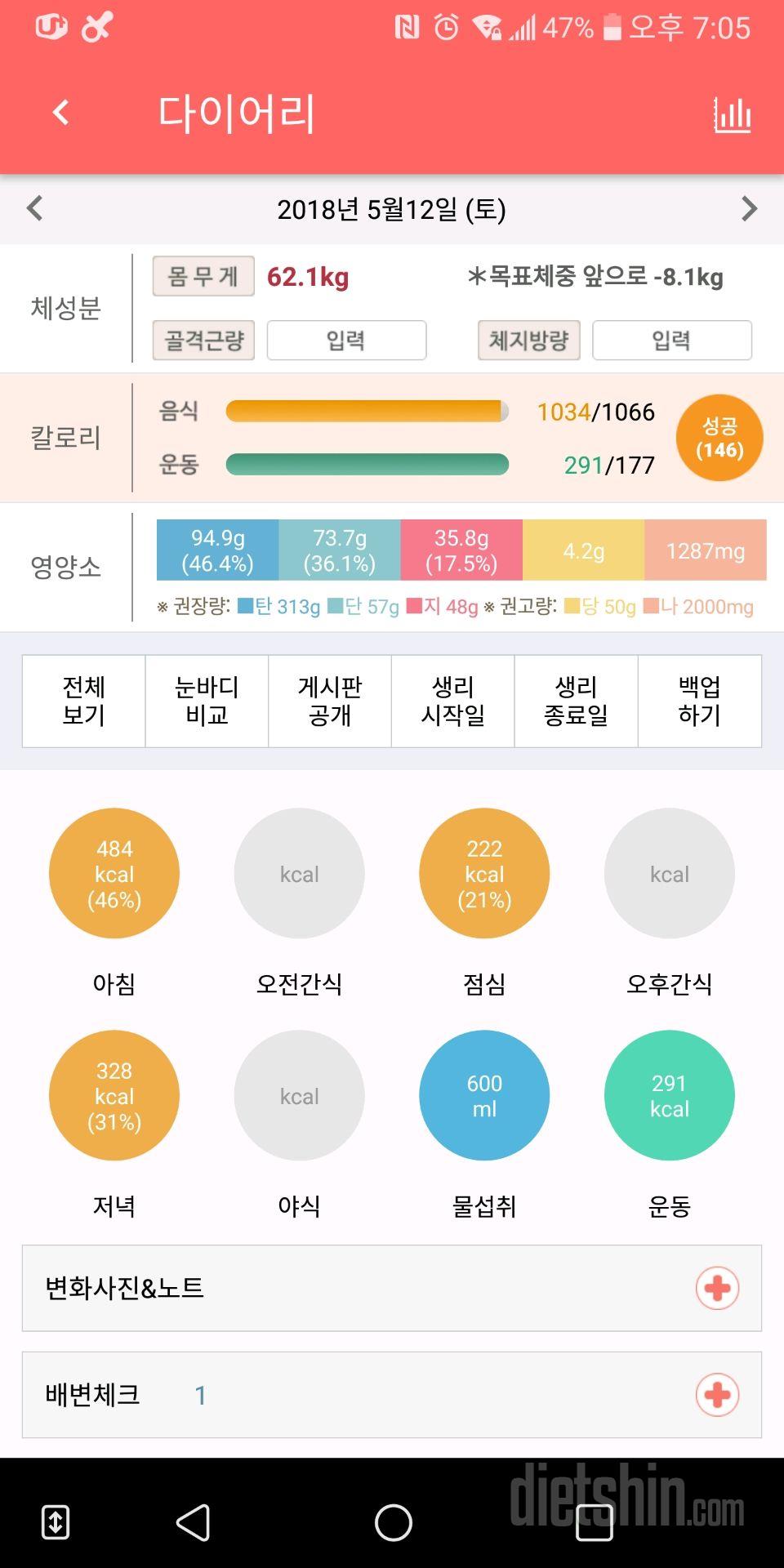 30일 야식끊기 7일차 성공!