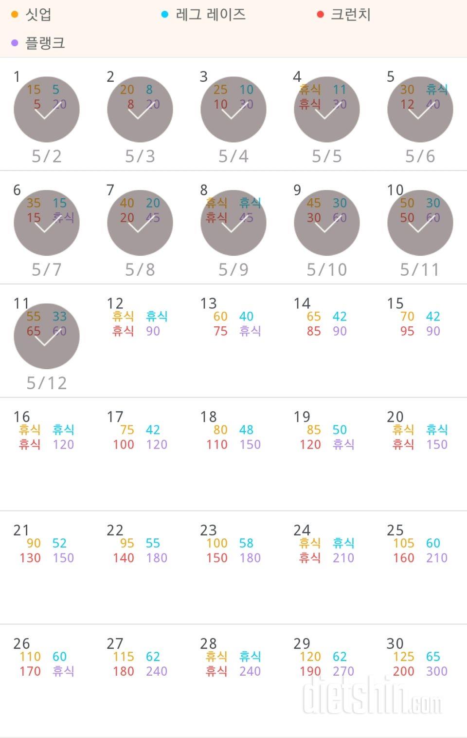 30일 복근 만들기 191일차 성공!