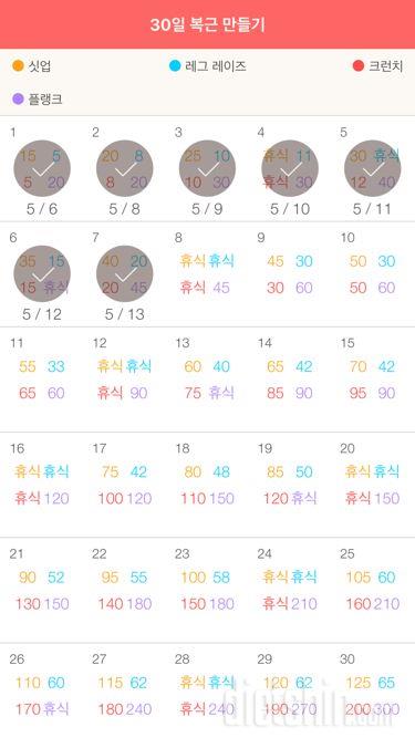 30일 복근 만들기 7일차 성공!