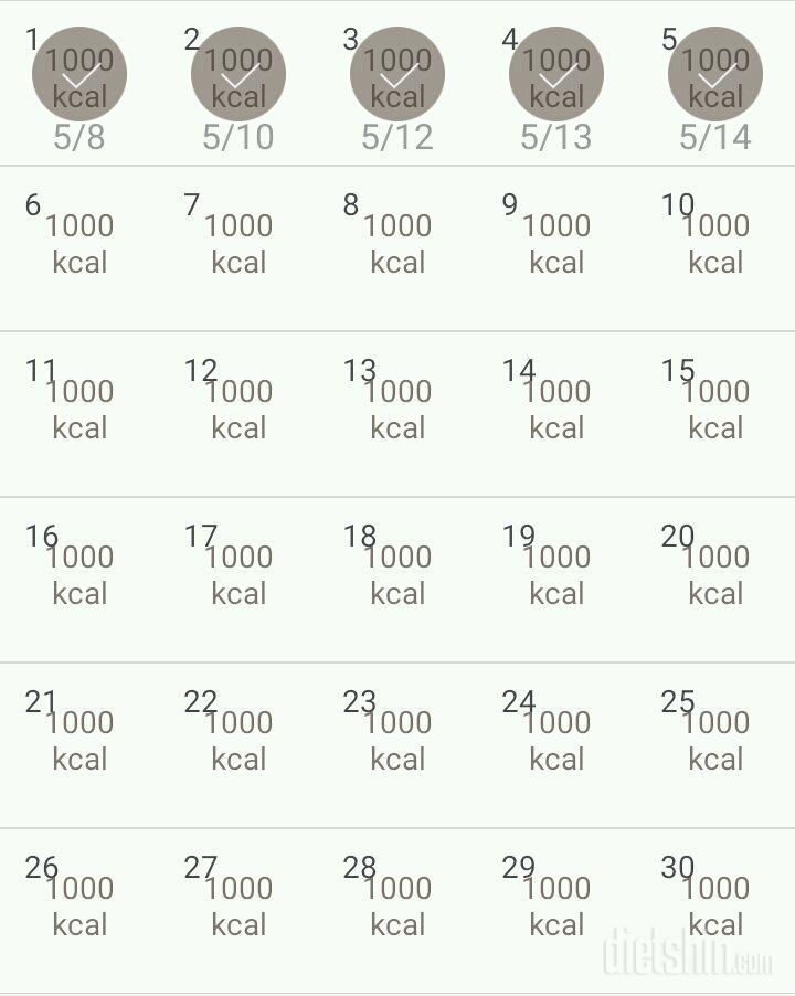 30일 1,000kcal 식단 5일차 성공!