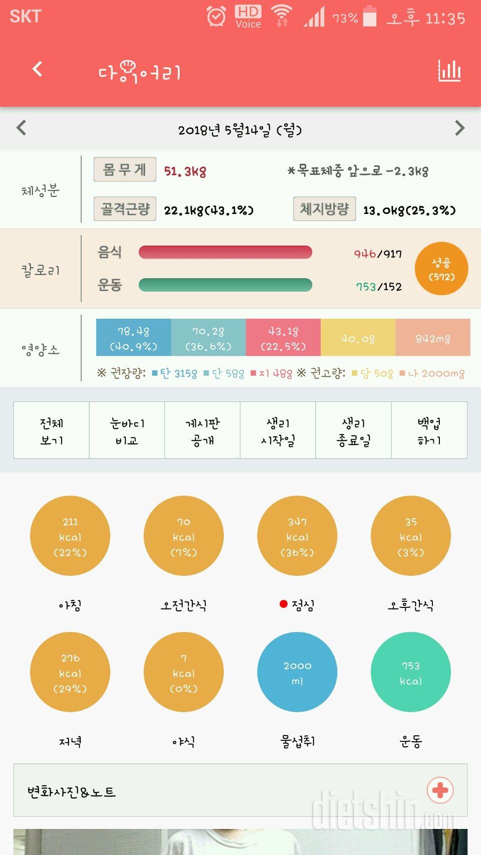 30일 1,000kcal 식단 2일차 성공!