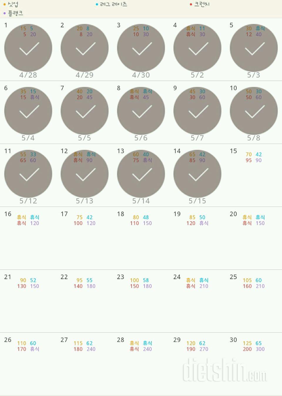 30일 복근 만들기 14일차 성공!