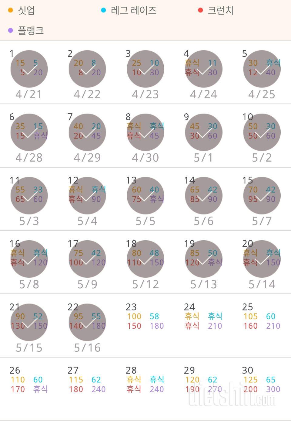 30일 복근 만들기 22일차 성공!