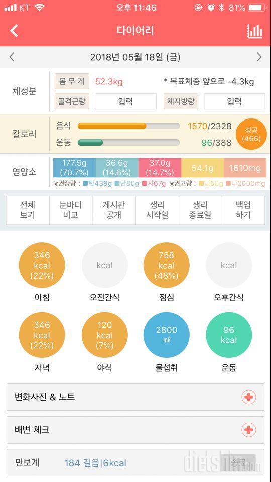 30일 하루 2L 물마시기 5일차 성공!