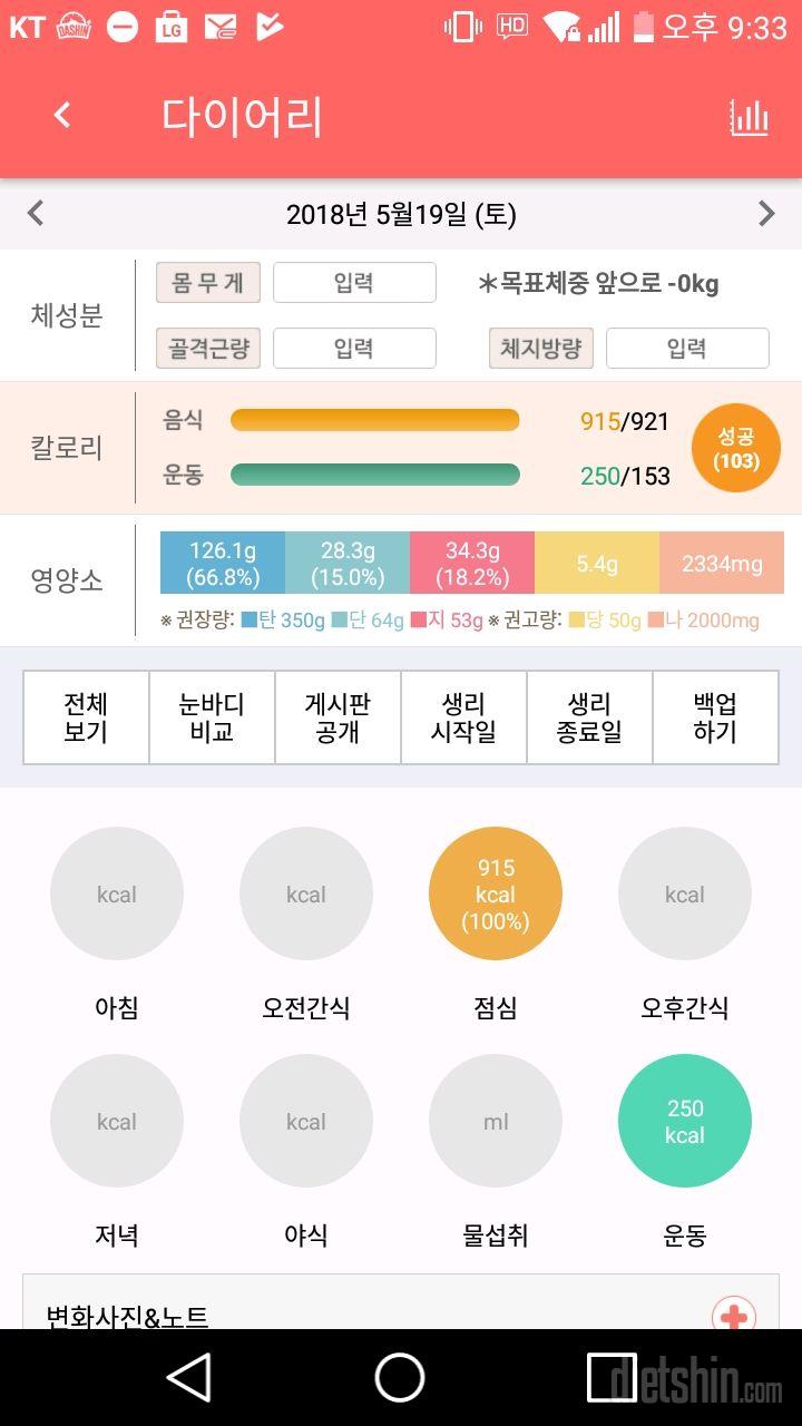 5월 19일 음식 912 운동 250