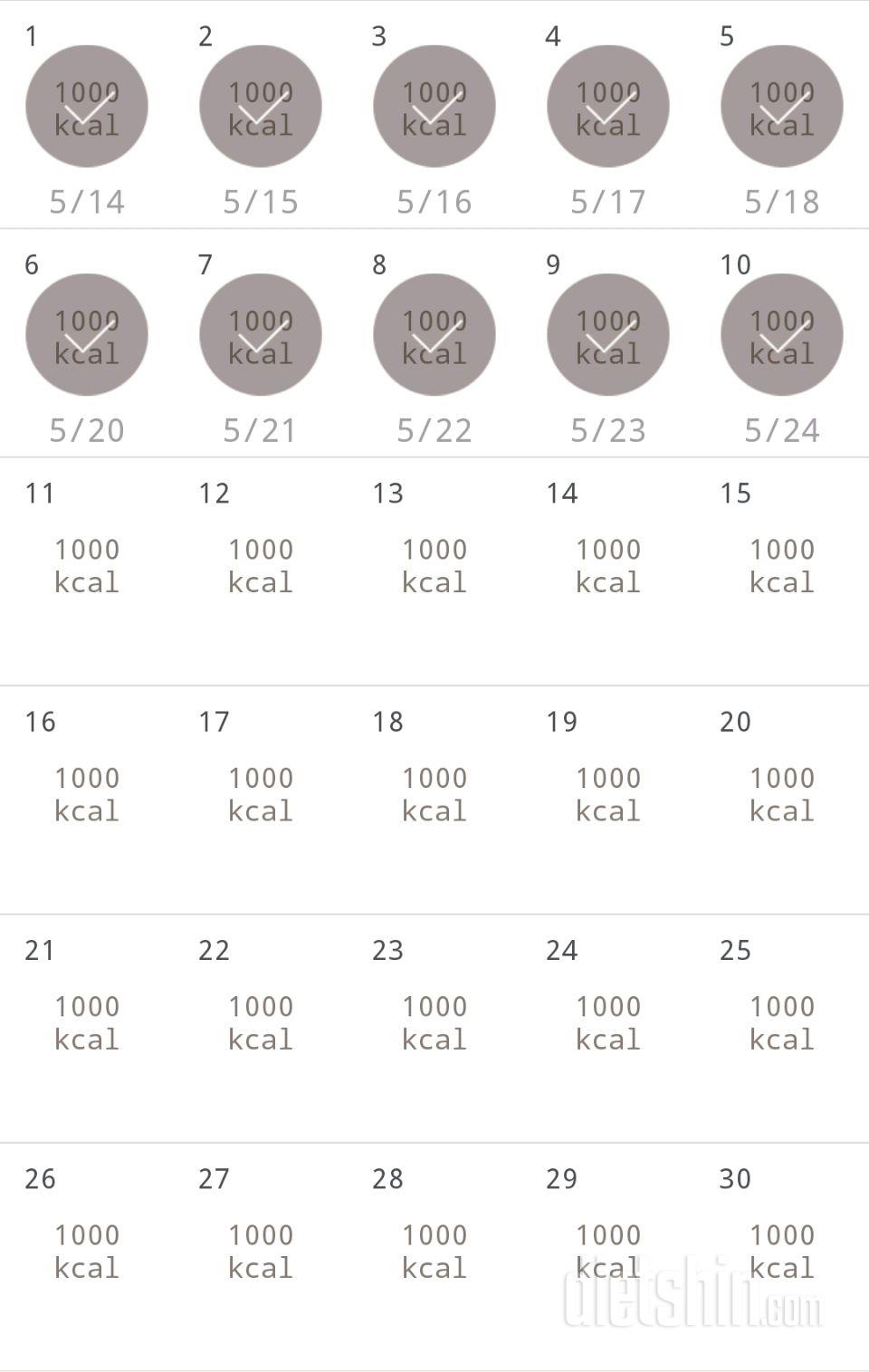 30일 1,000kcal 식단 10일차 성공!