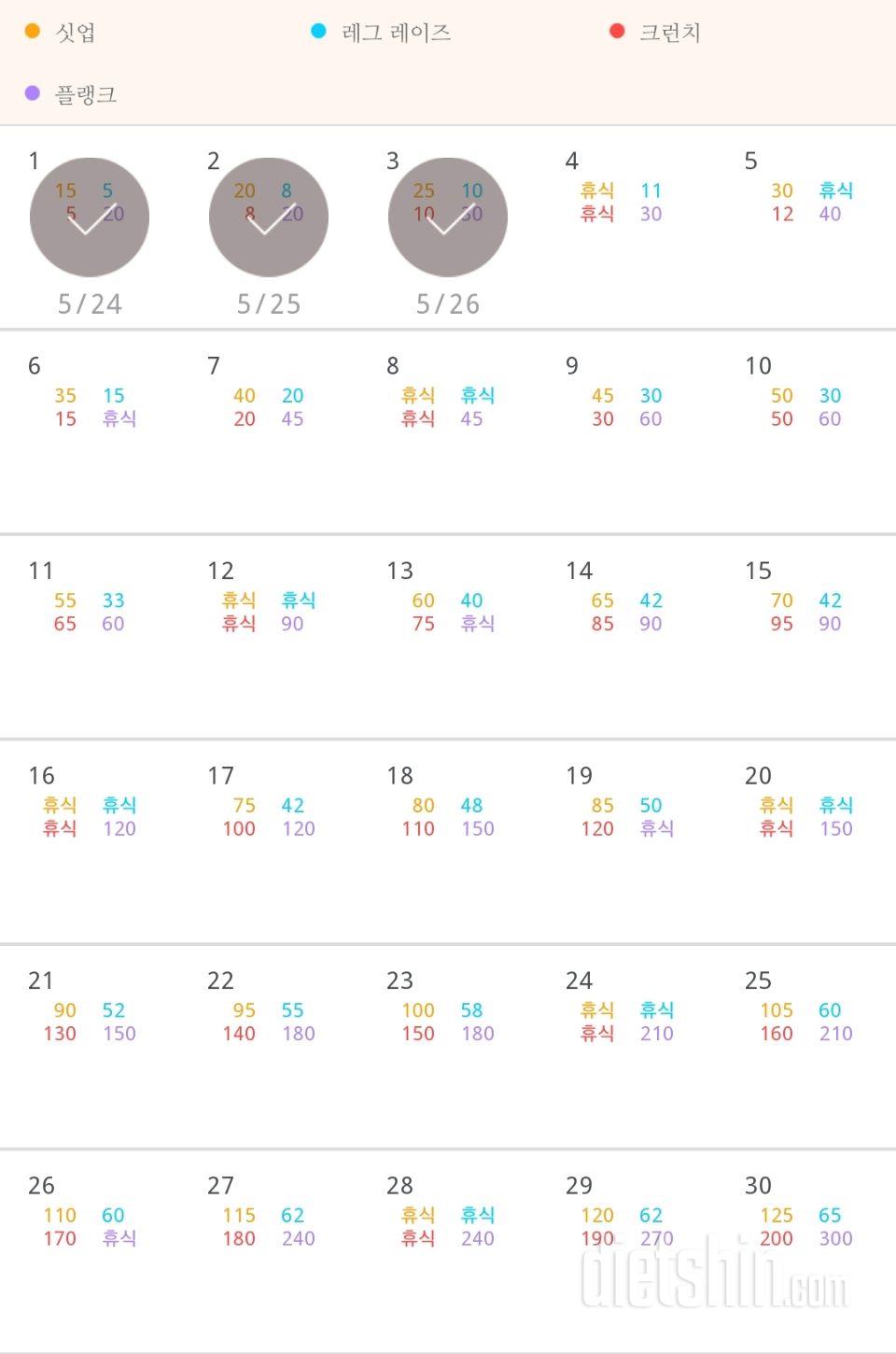 30일 복근 만들기 63일차 성공!