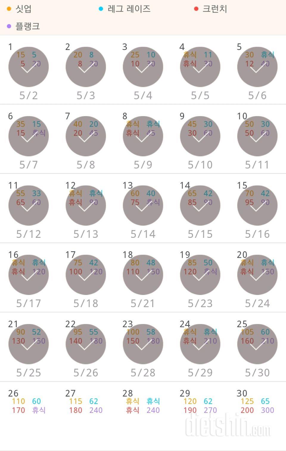 30일 복근 만들기 205일차 성공!