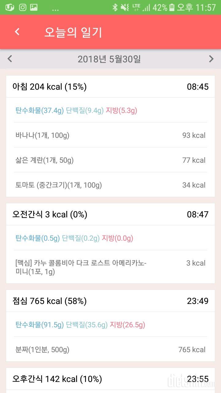 30일 밀가루 끊기 1일차 성공!