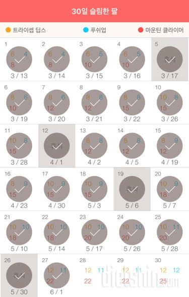 30일 슬림한 팔 27일차 성공!