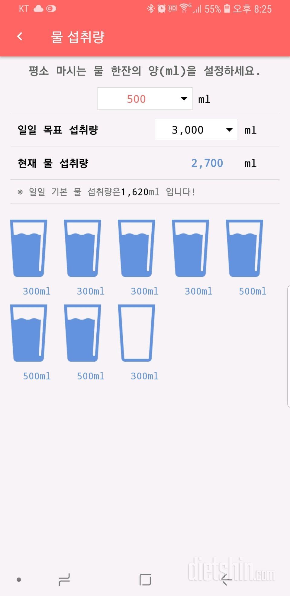 30일 하루 2L 물마시기 256일차 성공!