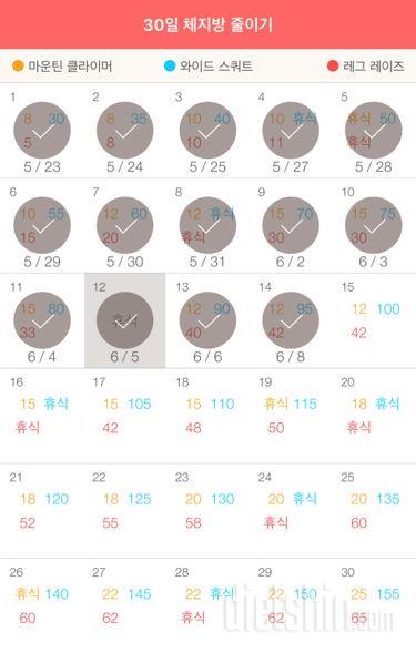 30일 체지방 줄이기 44일차 성공!