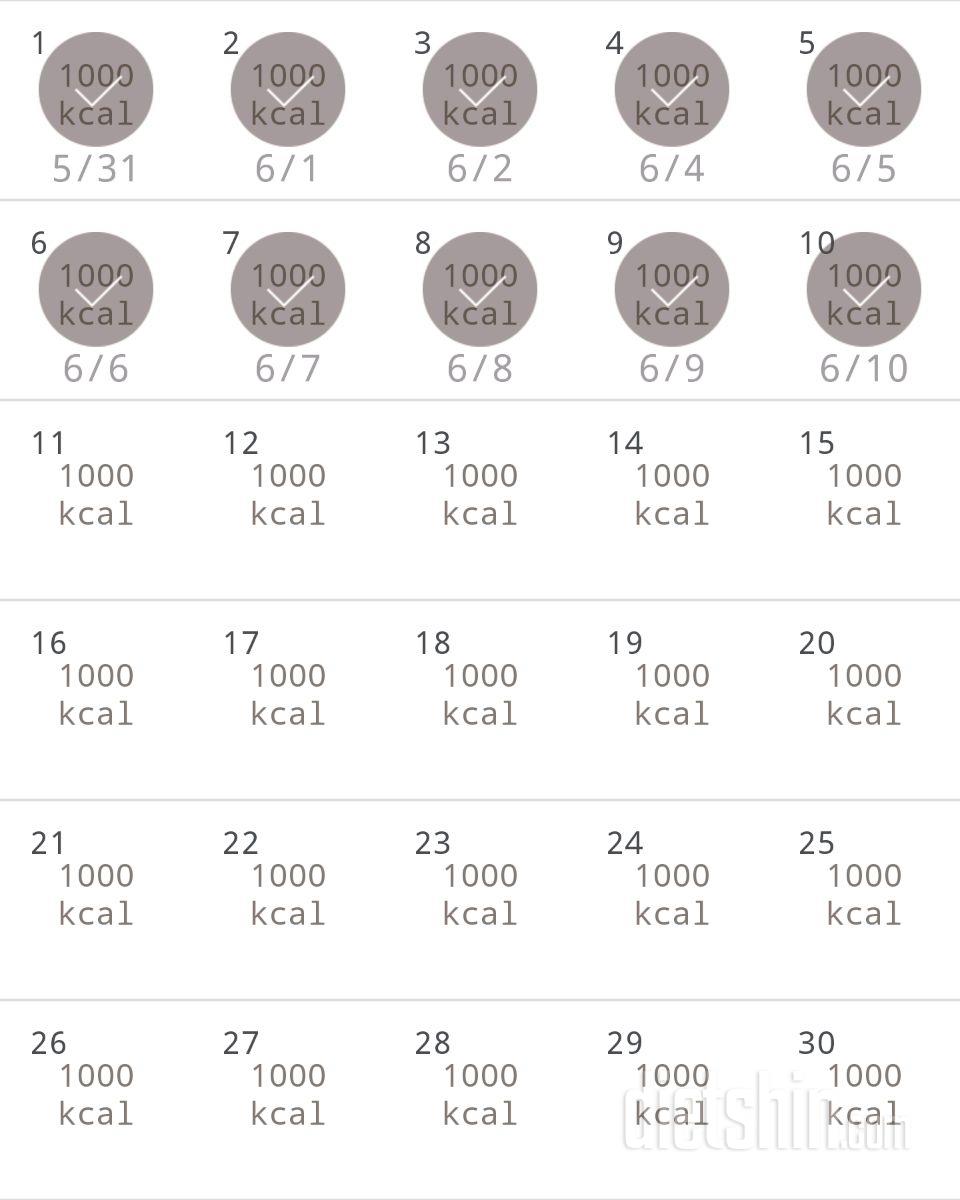 30일 1,000kcal 식단 10일차 성공!