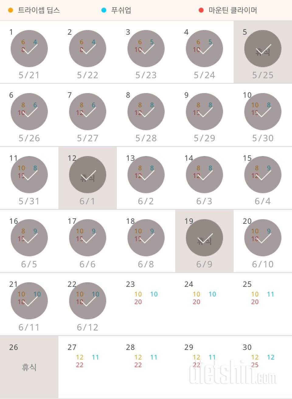 30일 슬림한 팔 22일차 성공!