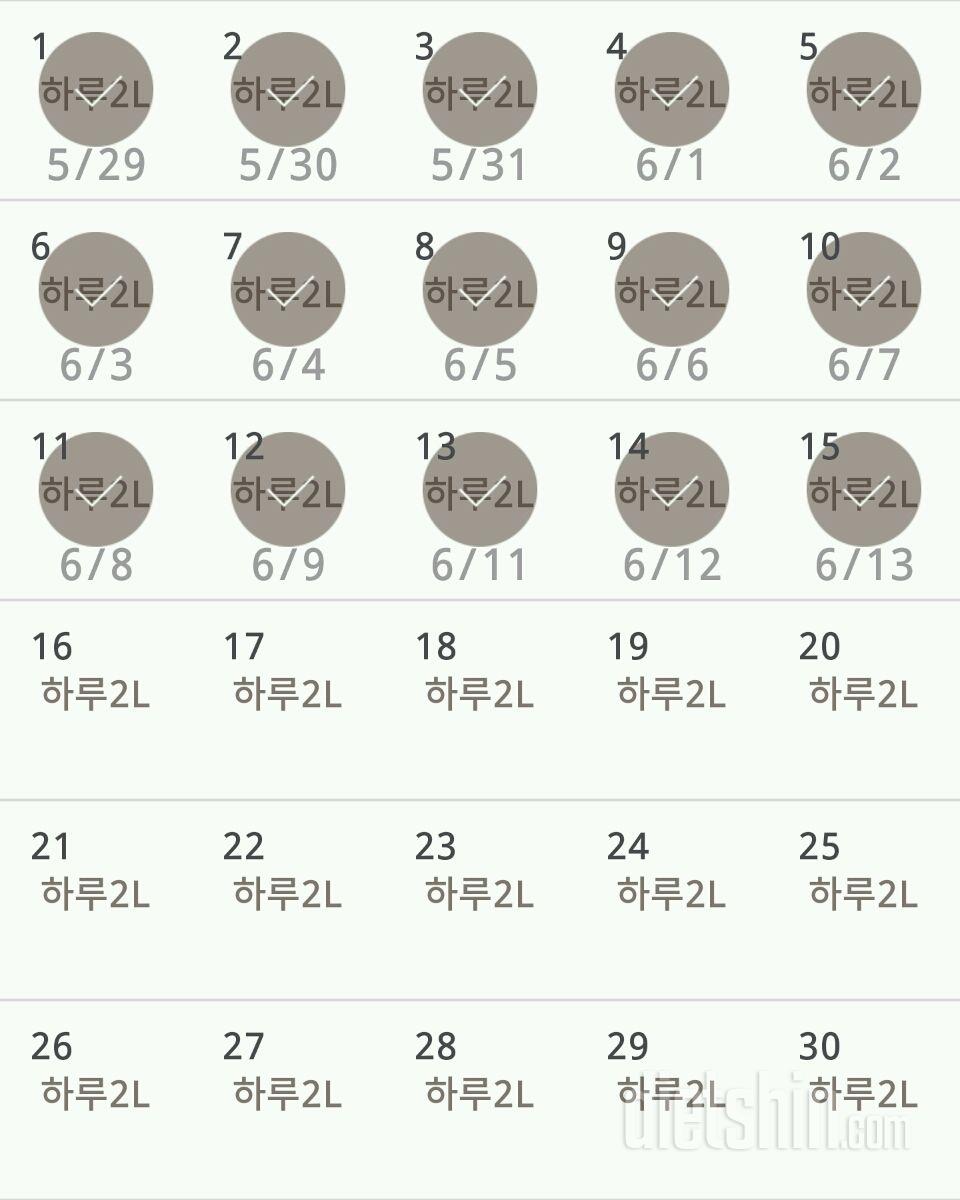 30일 하루 2L 물마시기 15일차 성공!