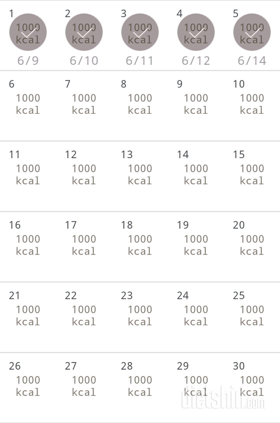 30일 1,000kcal 식단 5일차 성공!