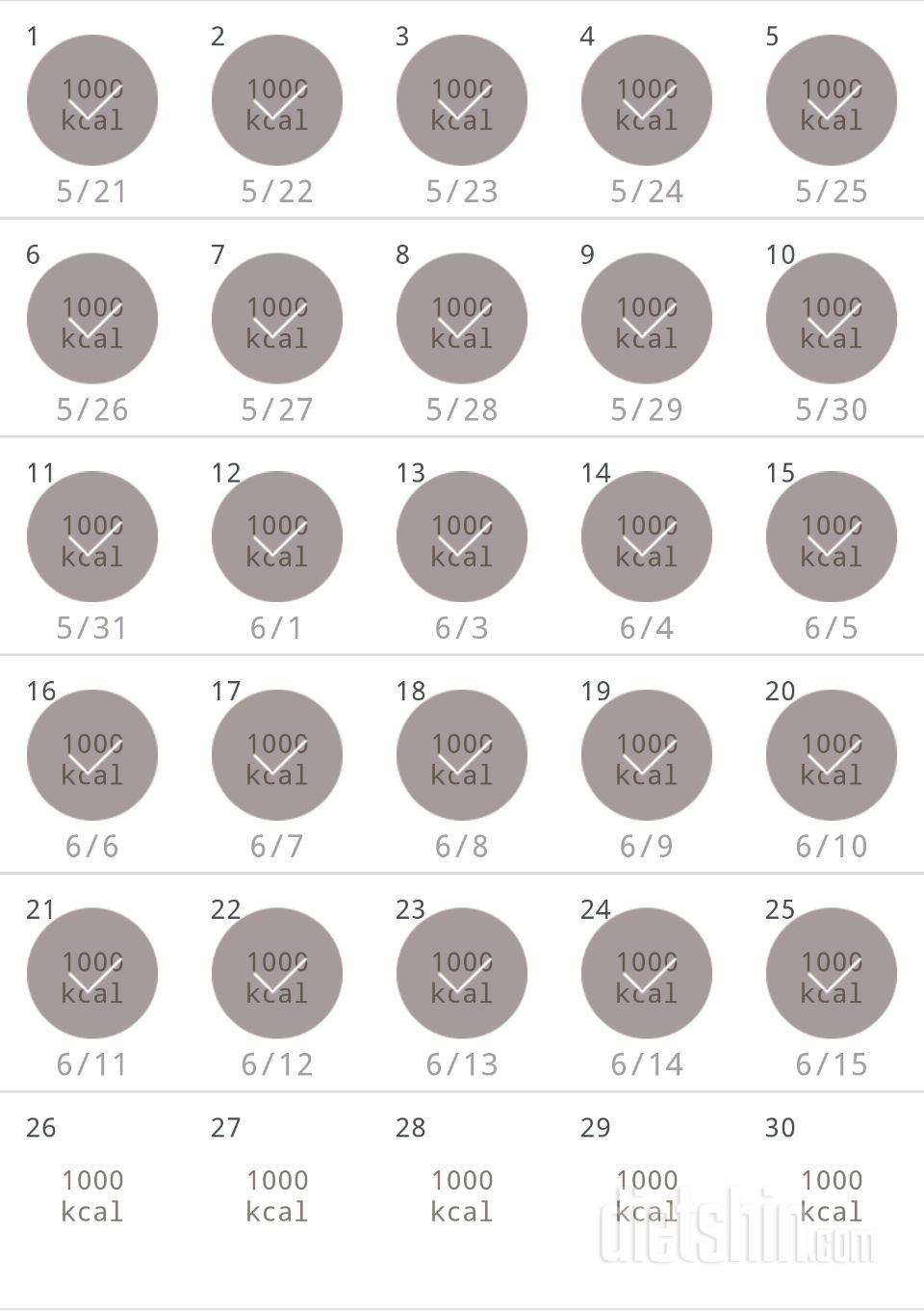 30일 1,000kcal 식단 25일차 성공!