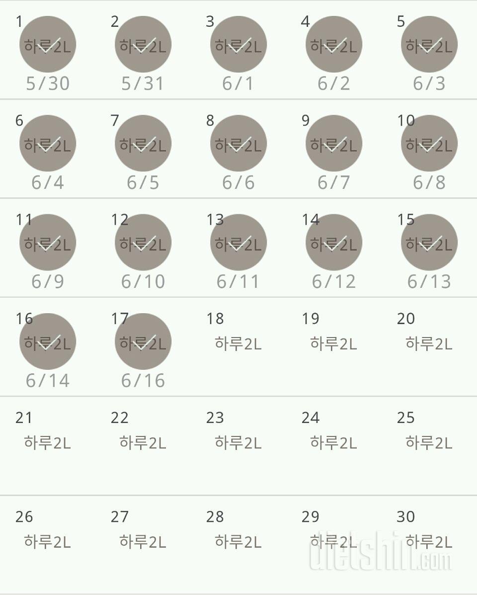 30일 하루 2L 물마시기 17일차 성공!