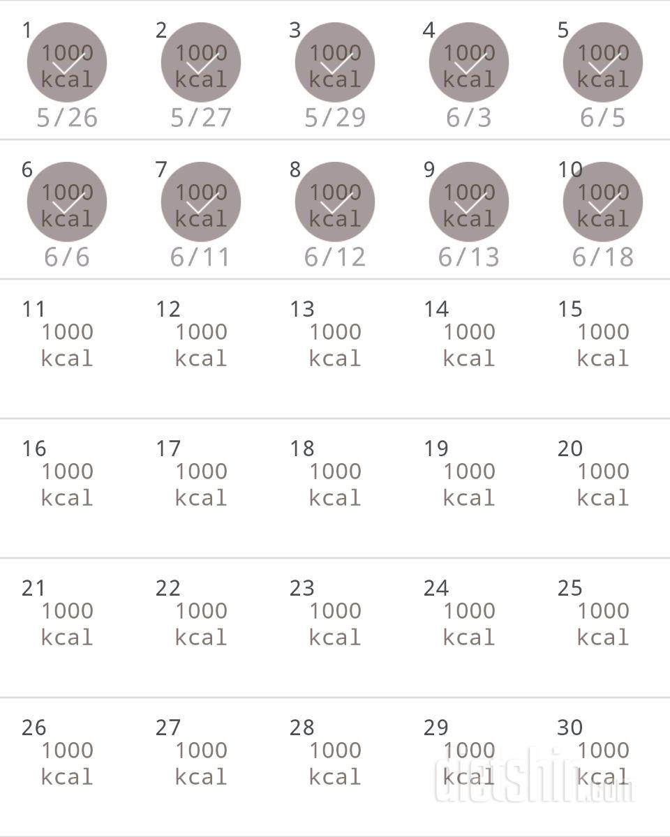 30일 1,000kcal 식단 10일차 성공!