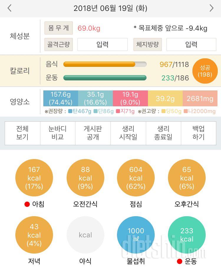 30일 1,000kcal 식단 6일차 성공!