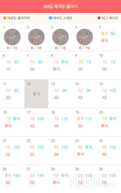 30일 체지방 줄이기 34일차 성공!