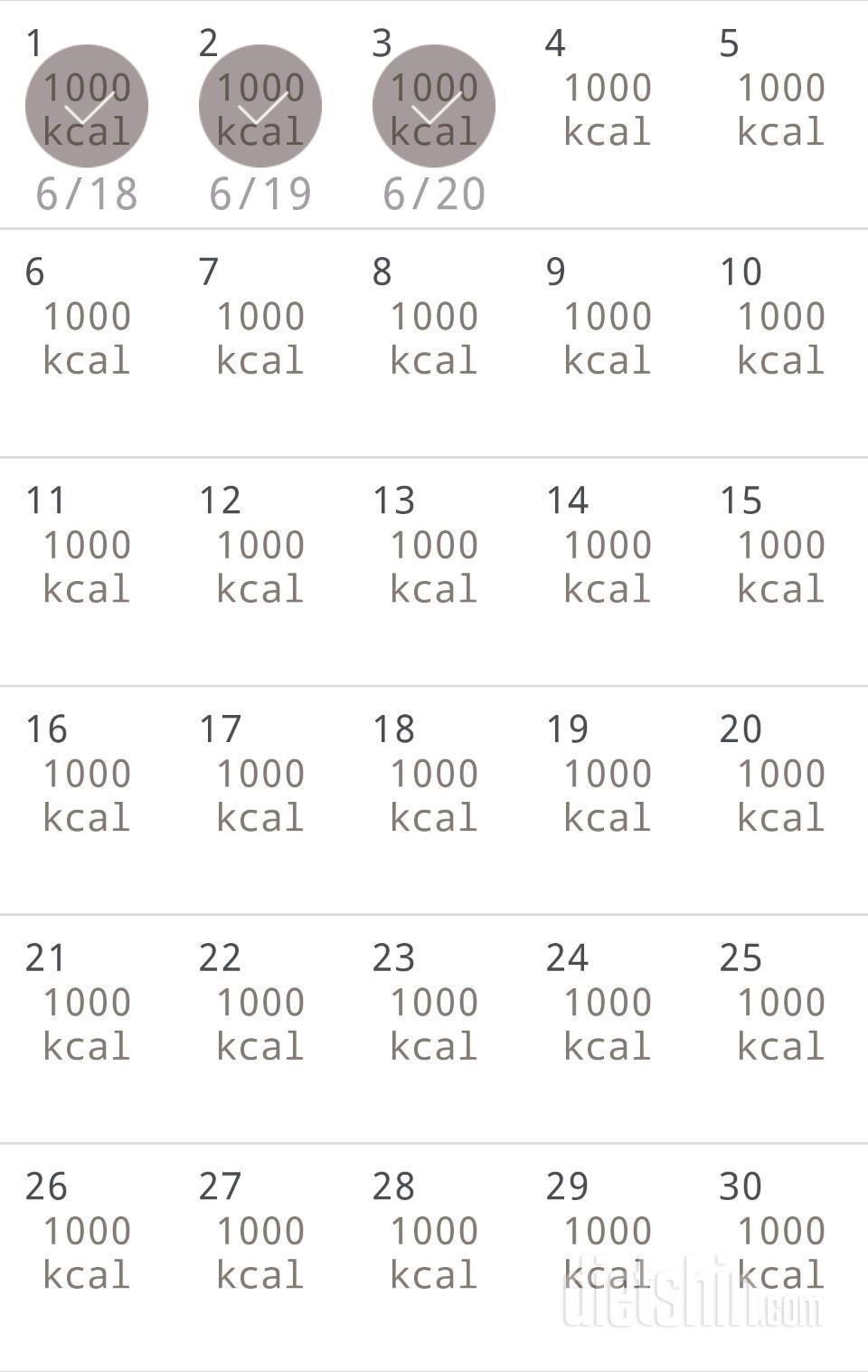 30일 1,000kcal 식단 3일차 성공!