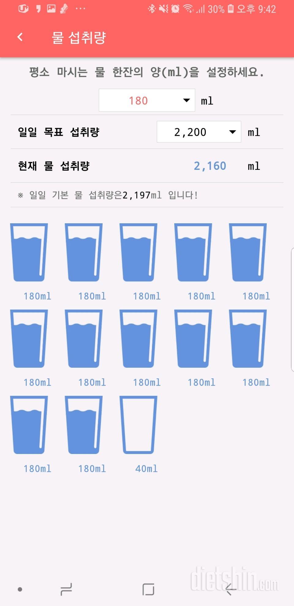 30일 하루 2L 물마시기 4일차 성공!