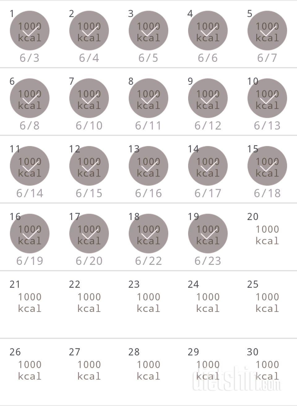 30일 1,000kcal 식단 19일차 성공!