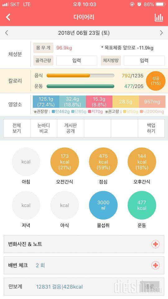 30일 하루 2L 물마시기 7일차 성공!