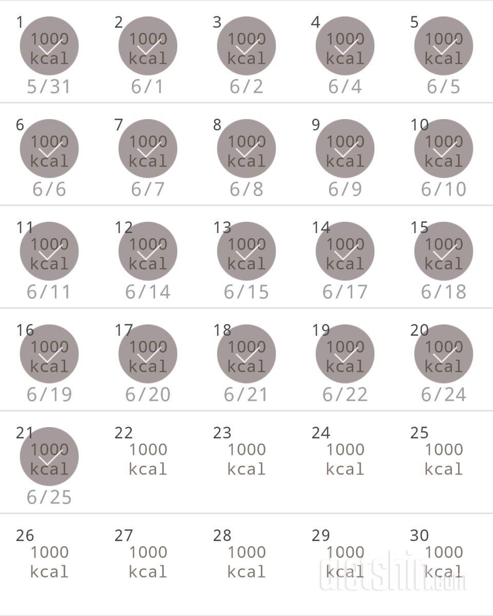 30일 1,000kcal 식단 21일차 성공!