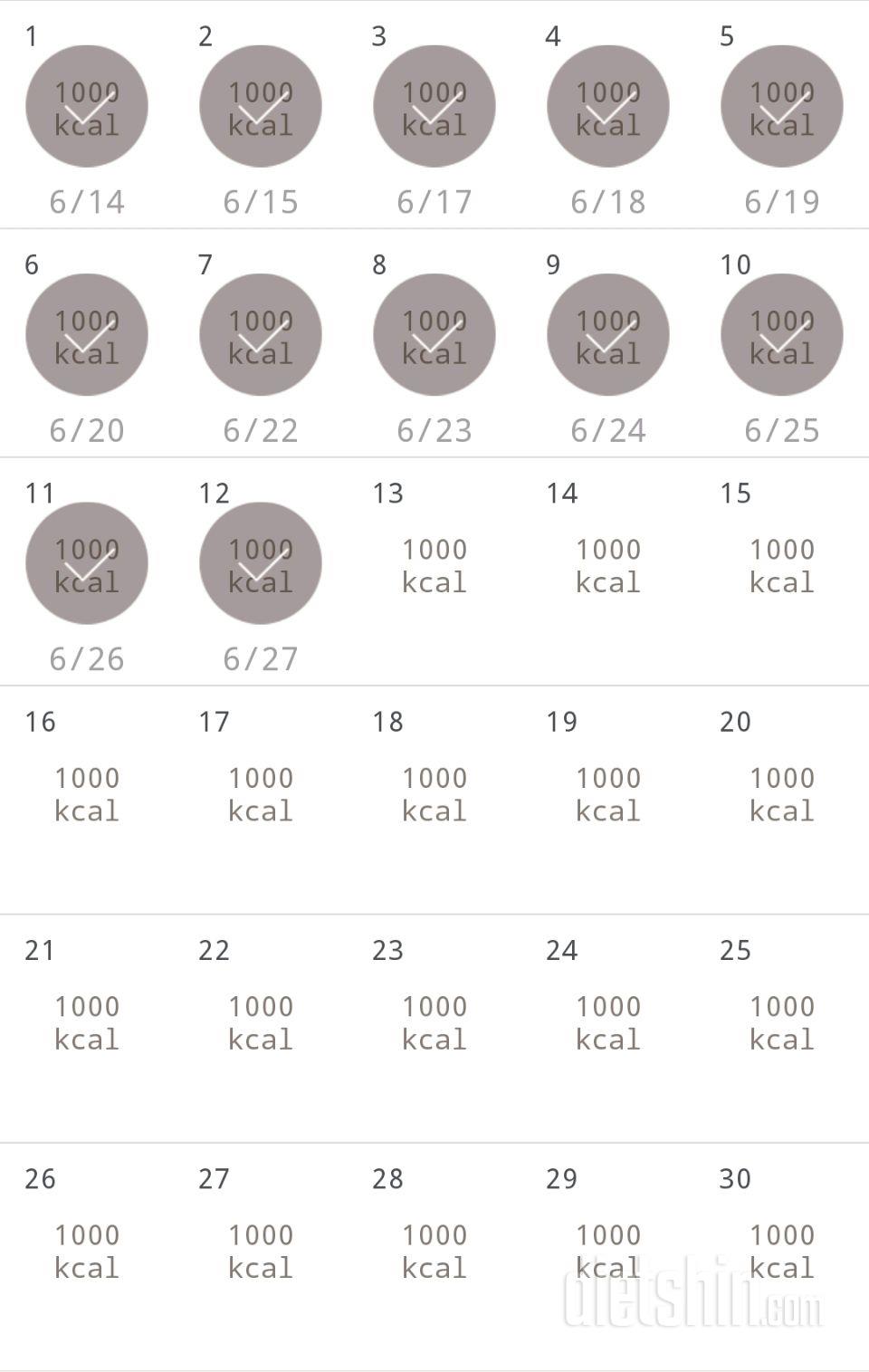 30일 1,000kcal 식단 12일차 성공!