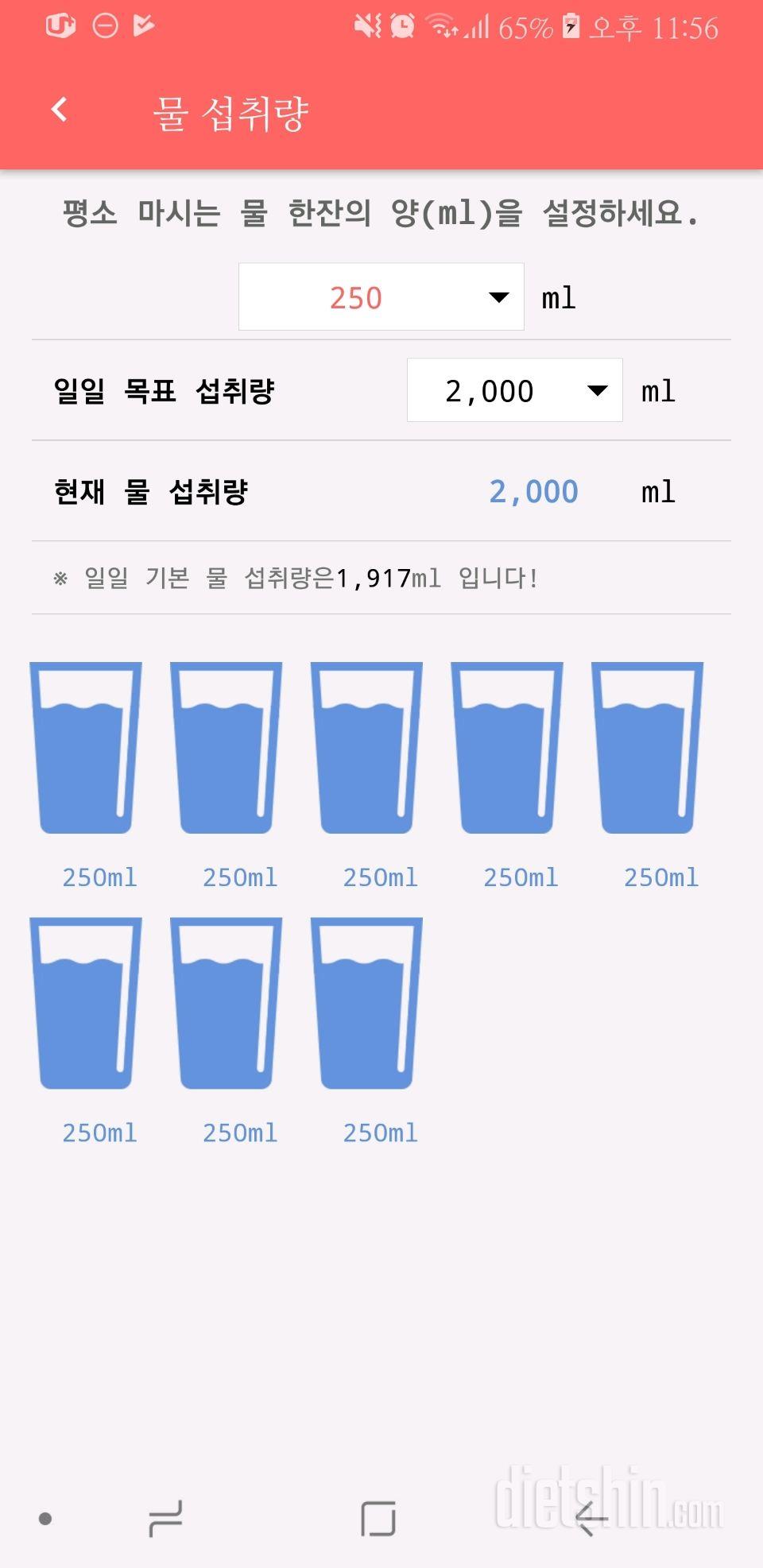 30일 하루 2L 물마시기 1일차 성공!