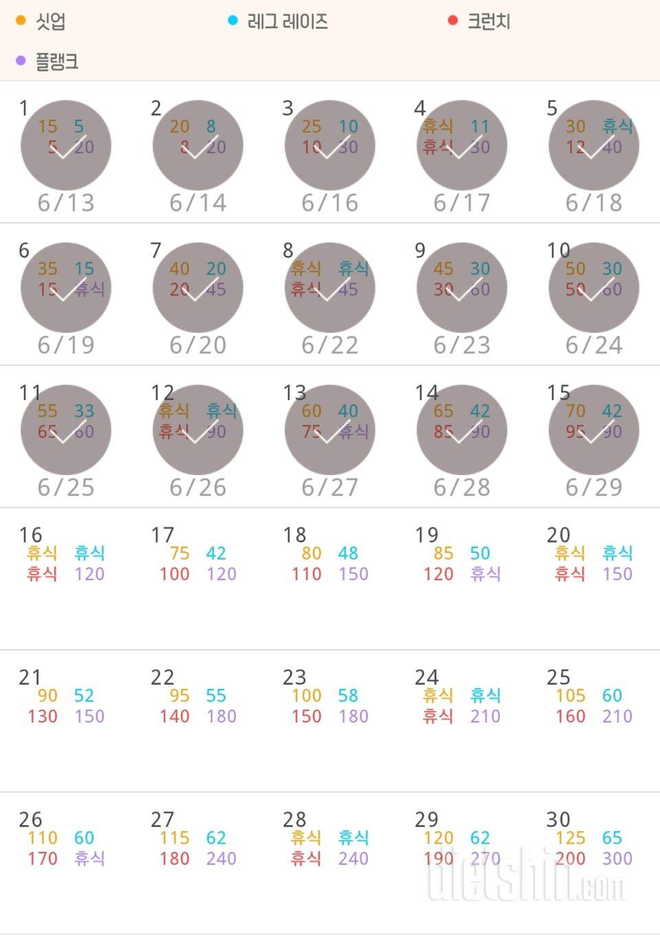 30일 복근 만들기 15일차 성공!