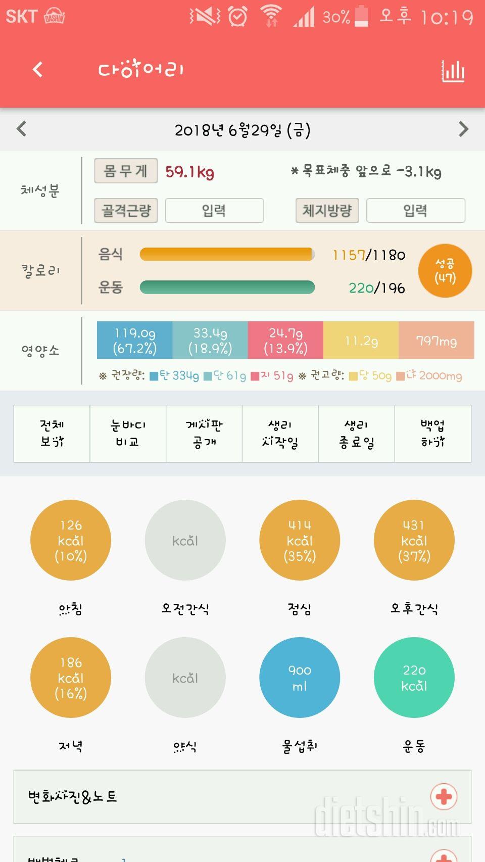 30일 야식끊기 63일차 성공!