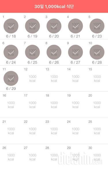 30일 1,000kcal 식단 11일차 성공!