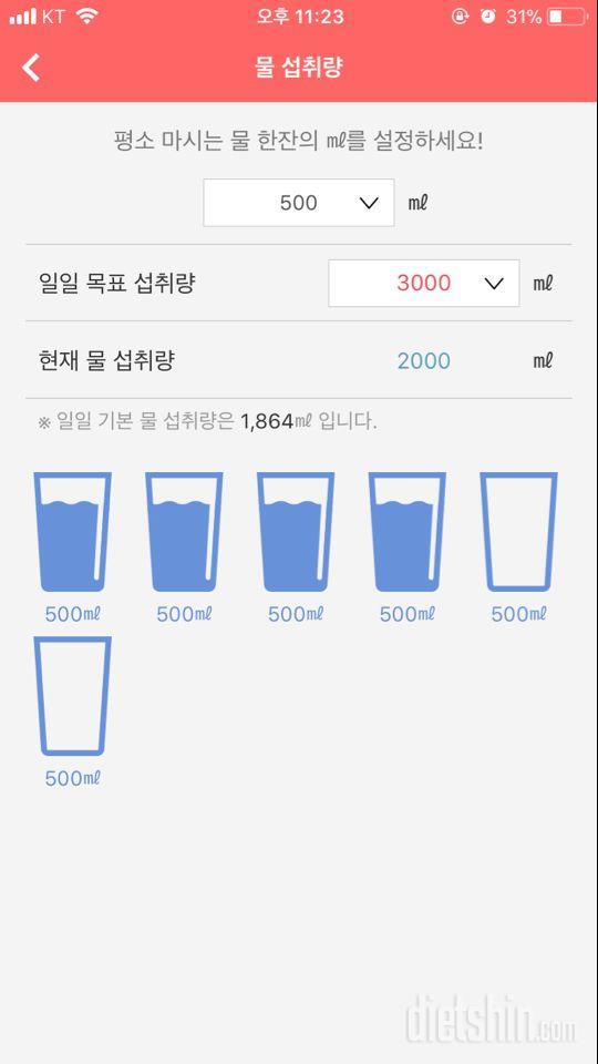 30일 하루 2L 물마시기 10일차 성공!