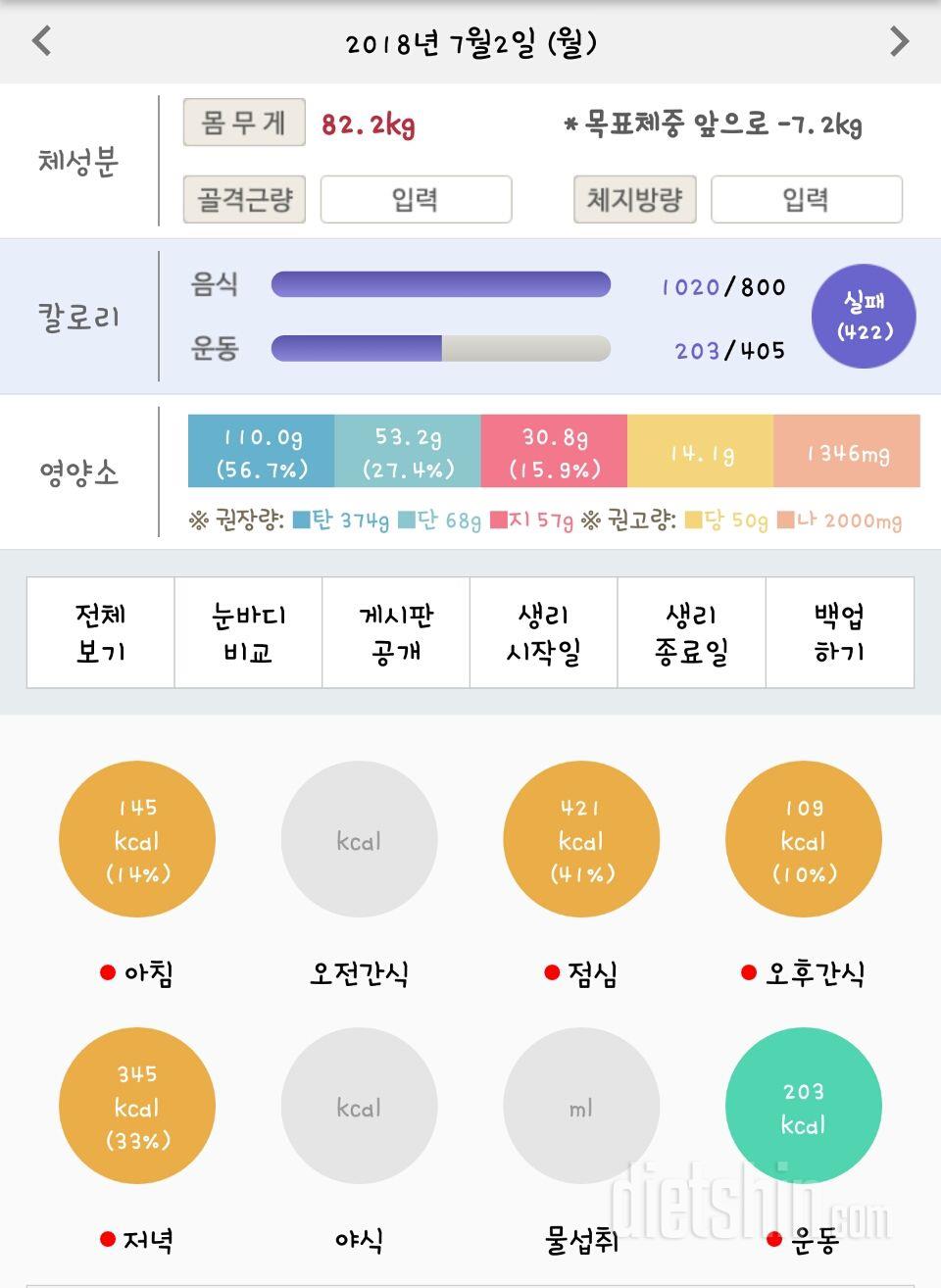 7월 2일 월 식단일기