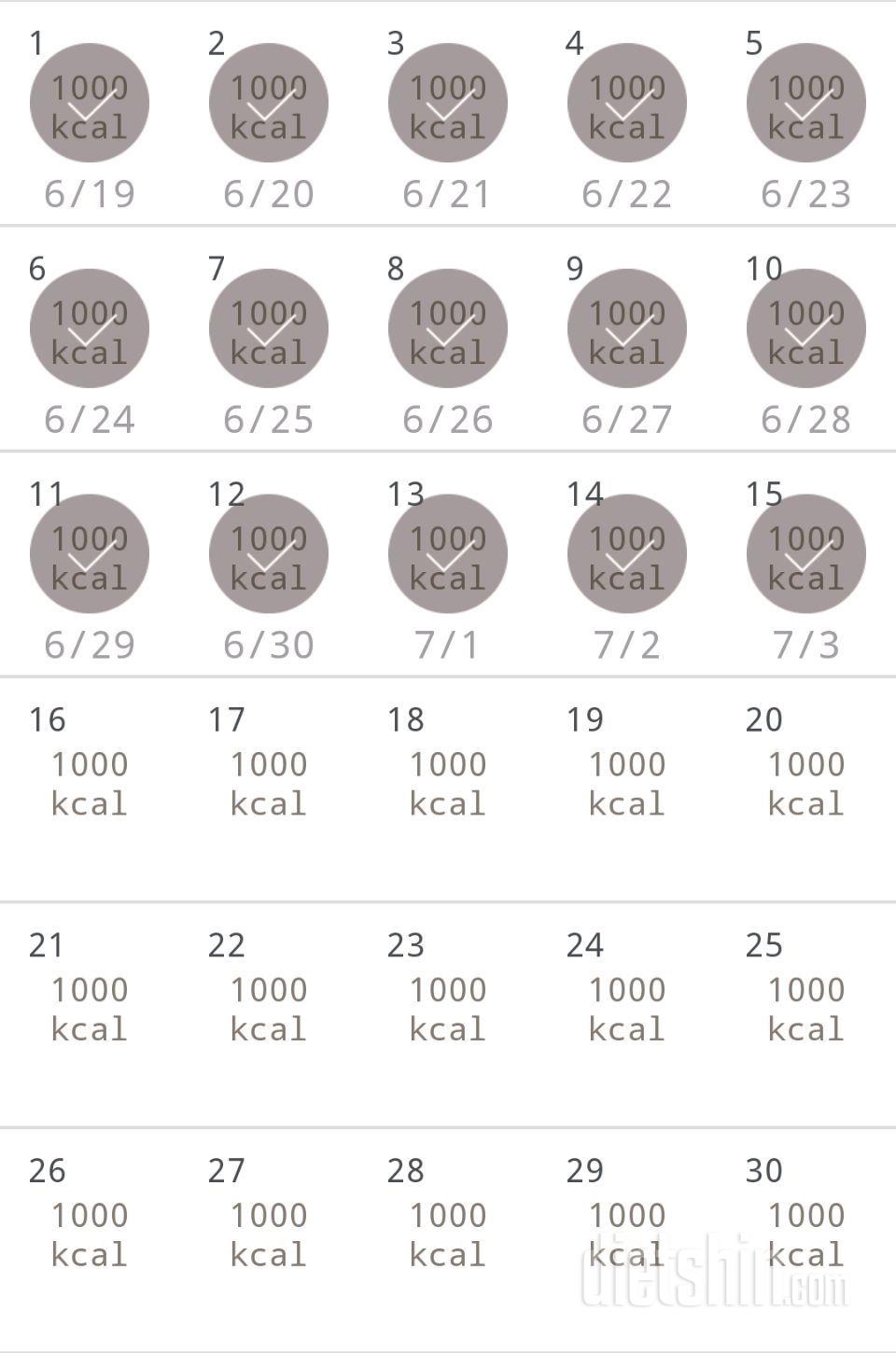 30일 1,000kcal 식단 15일차 성공!