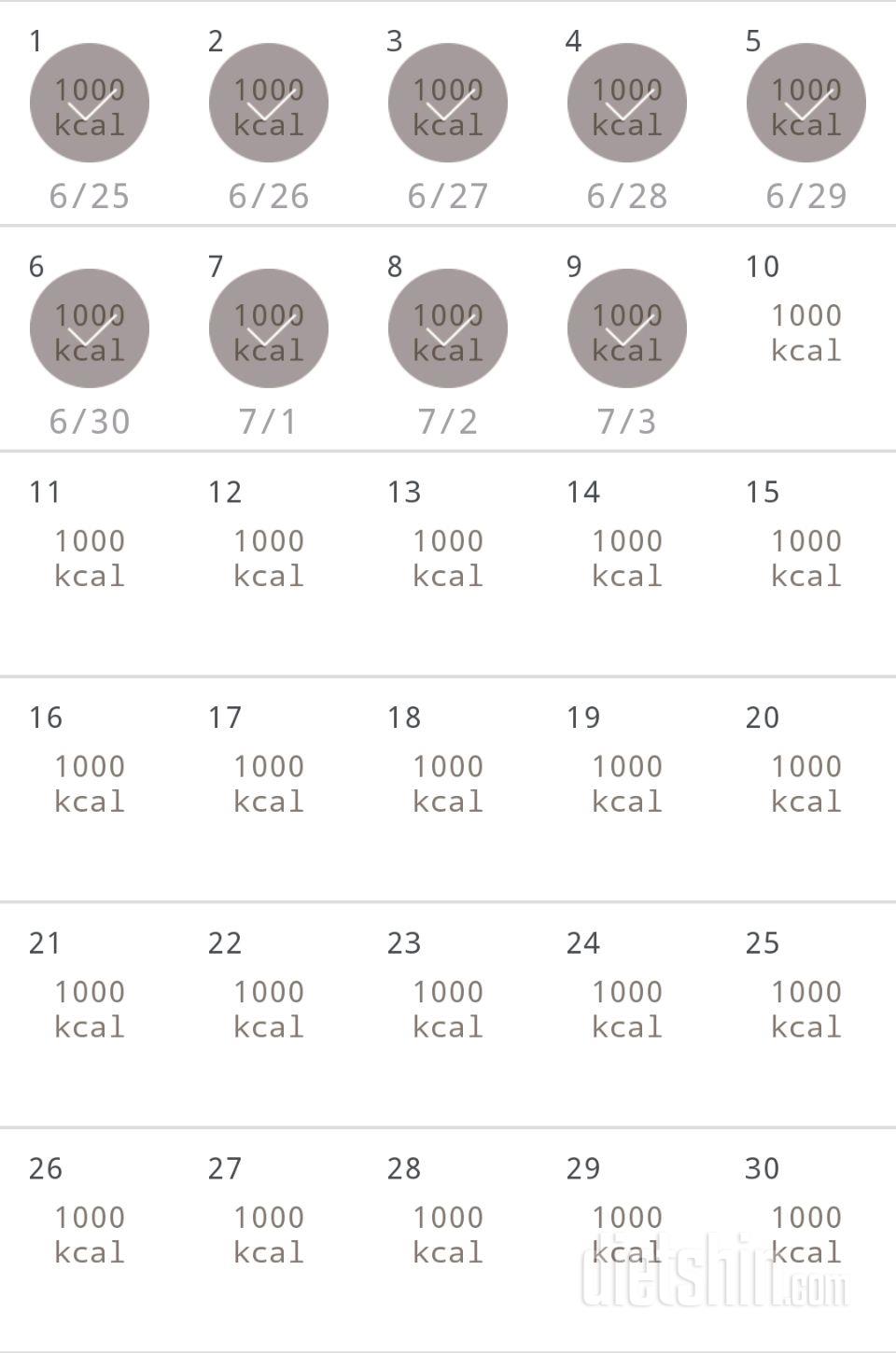 30일 1,000kcal 식단 9일차 성공!