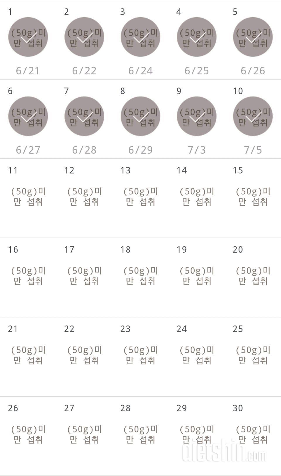 30일 당줄이기 10일차 성공!