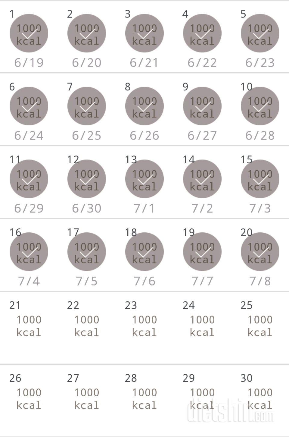 30일 1,000kcal 식단 20일차 성공!