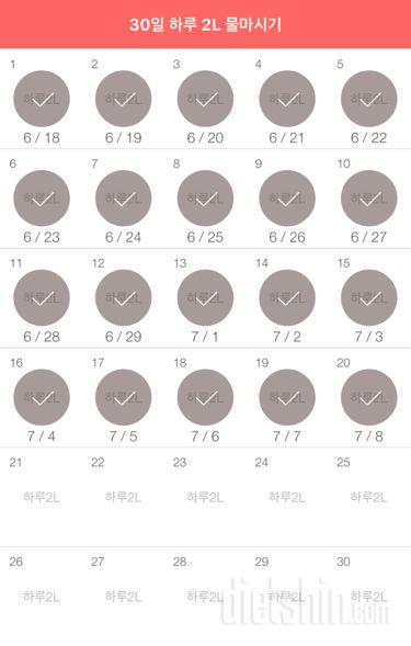 30일 하루 2L 물마시기 110일차 성공!