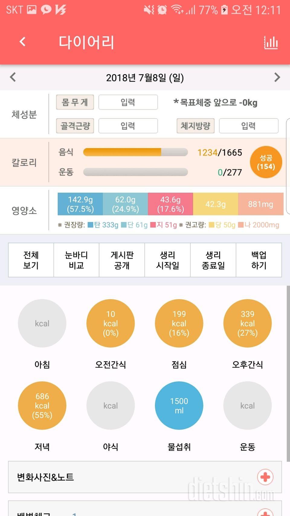 13일차-식단초과 물부족 운동부족